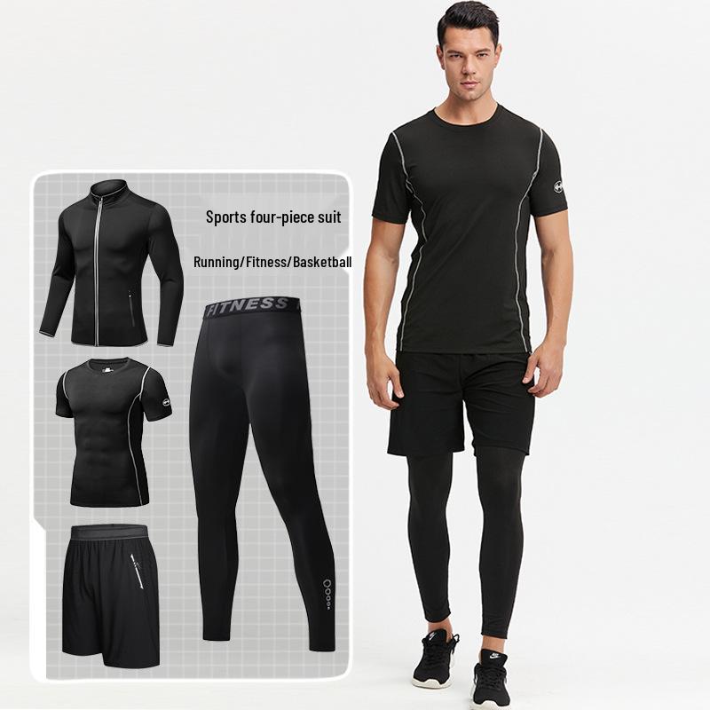 Outdoor Men's Quick-Dry Two-Piece Running Suit for Spring and Autumn.