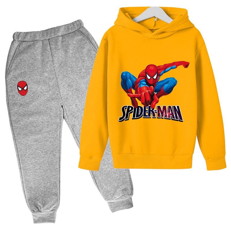 Marvel Felpe Pantaloni Spiderman Set 2 Pezzi Abbigliamento Primavera Autunno Bambini Maschi Femmine Bambini Moda Costume Tute Bambini Cartone Animato 4-14 anni