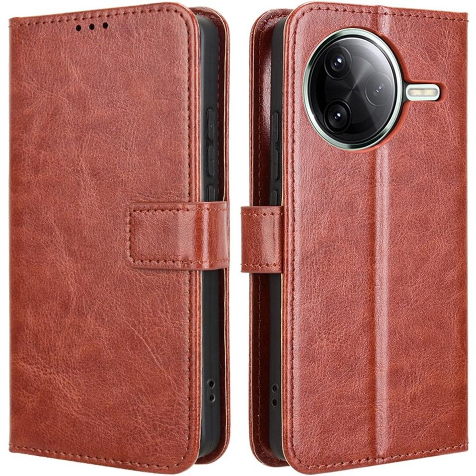 Flip Case for Xiaomi Poco F7 Pro, Crazy Horse Wallet, Brown