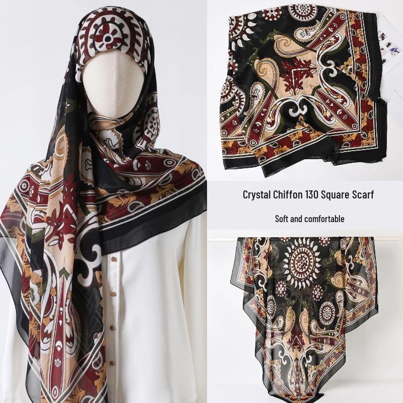 Damenmode 130x130 Seidenähnlicher Gaze Quadratischer Schal Stola - High-End, Leichtgewicht, Langer Schal