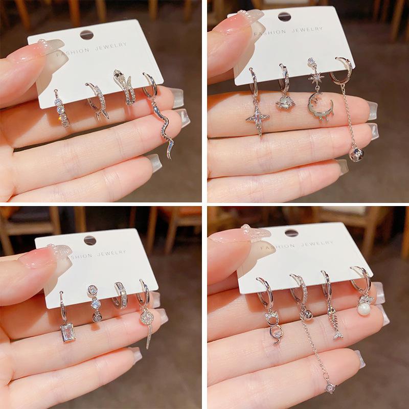 Stylish Irregular Four-Piece Ear Cuff Set: European and American Fashion Luxury Accessories