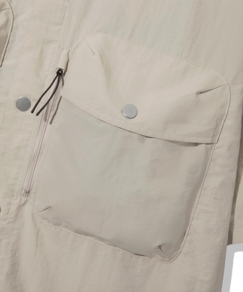 TRILLION Utility Big Pocket Nylon Short Sleeve Shirt [Sand]
