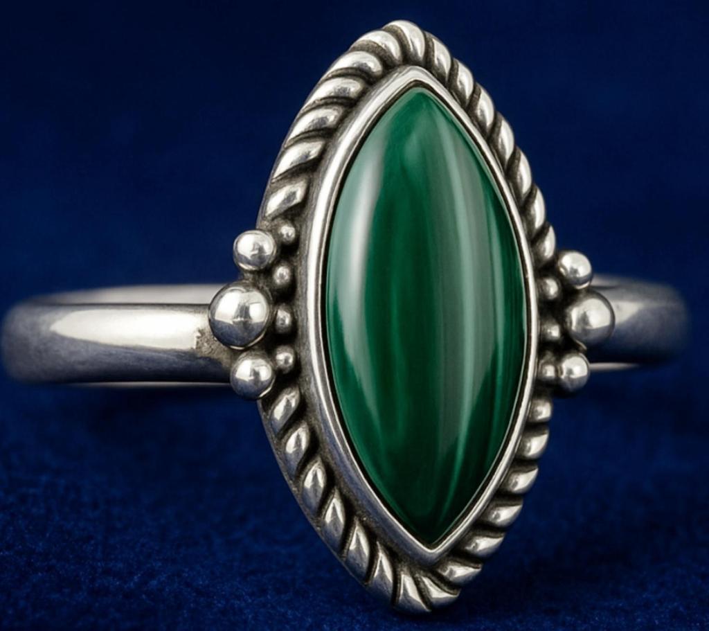 Malachite Ring, 925 Solid Sterling Silver, Malachite Gemstone, Green Stone Ring, Boho Gift for Her