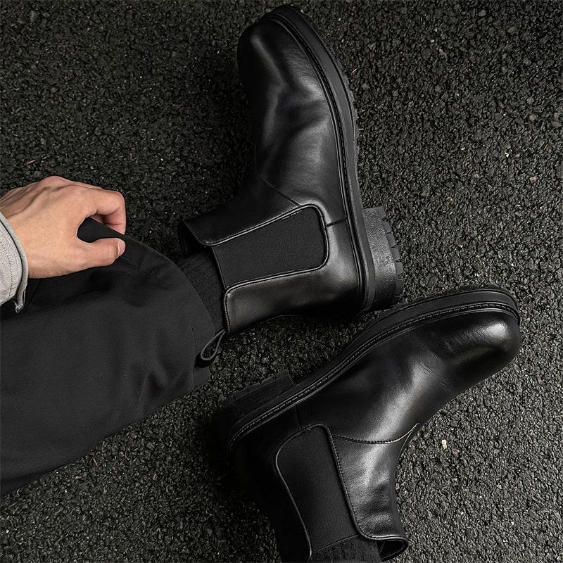 Chelsea Martin Boots Men's Autumn and Winter Thick-soled Low-top Short Boots British Style Big-headed Cigarette Boots 66640-J