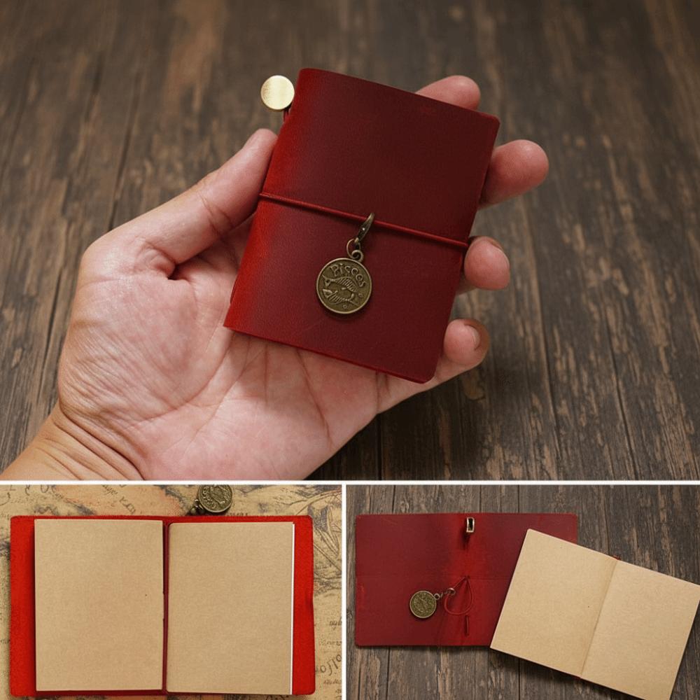 Genuine Leather Traveler's Notebook Mini Size Leather Notebook Gift Loose-leaf Notebook  For Notes