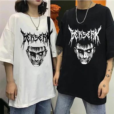 Anime Berserk T-shirt Unisex Japoński Styl Y2k Streetwear Manga Guts Śmieszne Koszulki Damski Top Kawaii Krótki Rękaw Lata 90.