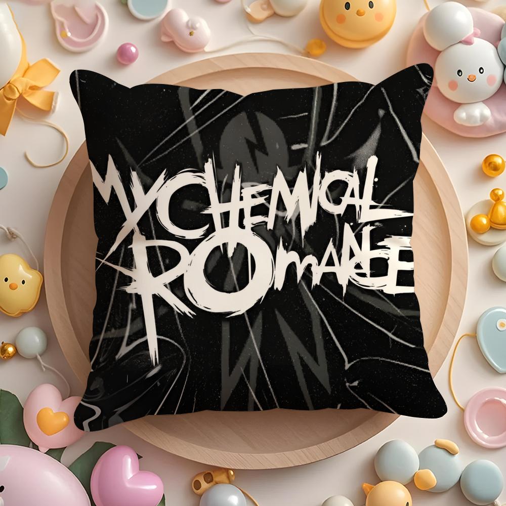 Hot Rock My Chemical Romance Band Cushion Cover Plush Fabric Soft Double-Sided Printed Sofa Pillow Case Colorfast Home Decor