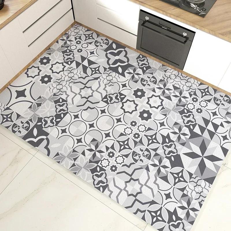 Kitchen Floor Mat Waterproof Pvc Carpet Leather Mats Non-slip Large Rug Home Decoration Area Rugs Alfombra De Cocina