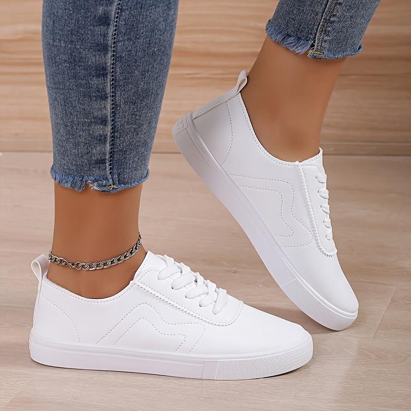 Women's Minimalist Low-Top Sneakers - Lace-Up Round Toe Casual Shoes with Soft & Cushioned Sole for Daily Wear, Hand Washable Outfits