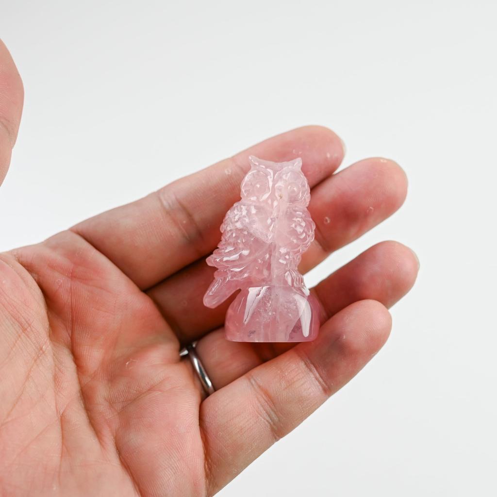 Rose Quartz Owl Sculpture 3cm x x 5cm 44g Natural Stone Power Stone Ornament Interior Decor Love Luck [Eigado] Size (width) 2.5cm (depth) (height)