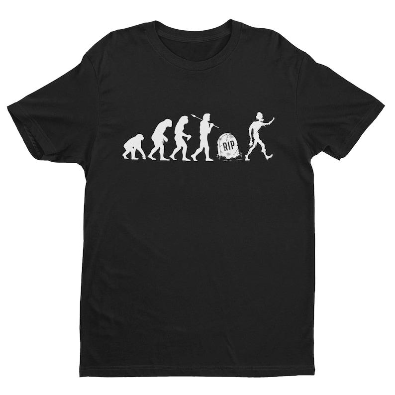 Evolution of The Zombie T Shirt From Ape Through Prehistoric Man To Gravestone and Zombie Rising Graphic T Shirts Cotton Tees
