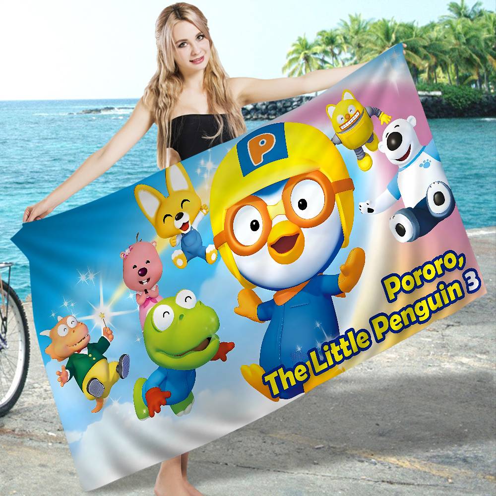 Cartoon P-Pororo Cute Microfiber Beach Towel Absorbent Quick Dry Soft Yoga Swimming Resort Mountain Climbing Towel