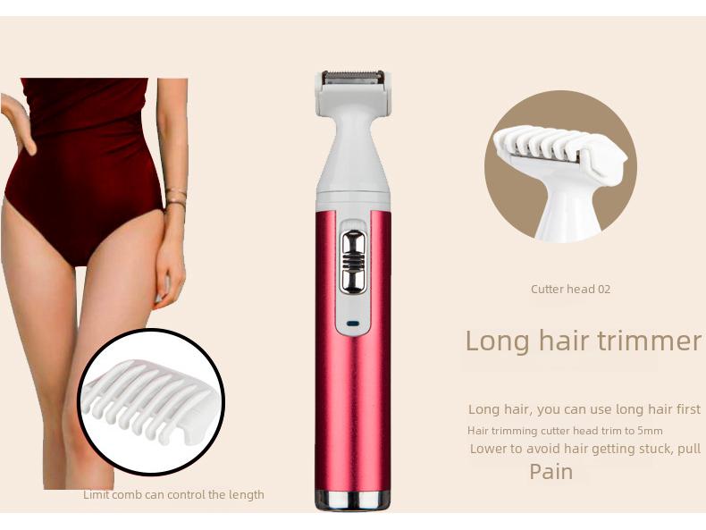 Multi-Function Ladies' Electric Hair Remover: 5-in-1 Shaver for Nose, Bikini, Underarm, and Pubic Areas