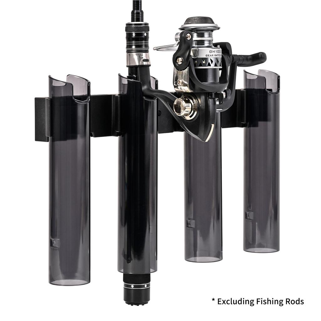 ABS Fishing Rod Holders 4 Tubes Wall-Mounted Fishing Pole Rack for Wall Garage