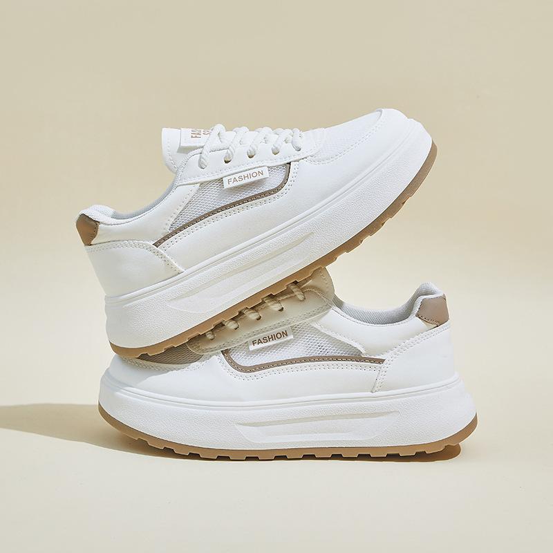 New Summer White Shoes for Female Students' Thick Sole Heightened Mesh Breathable Casual Street Shot