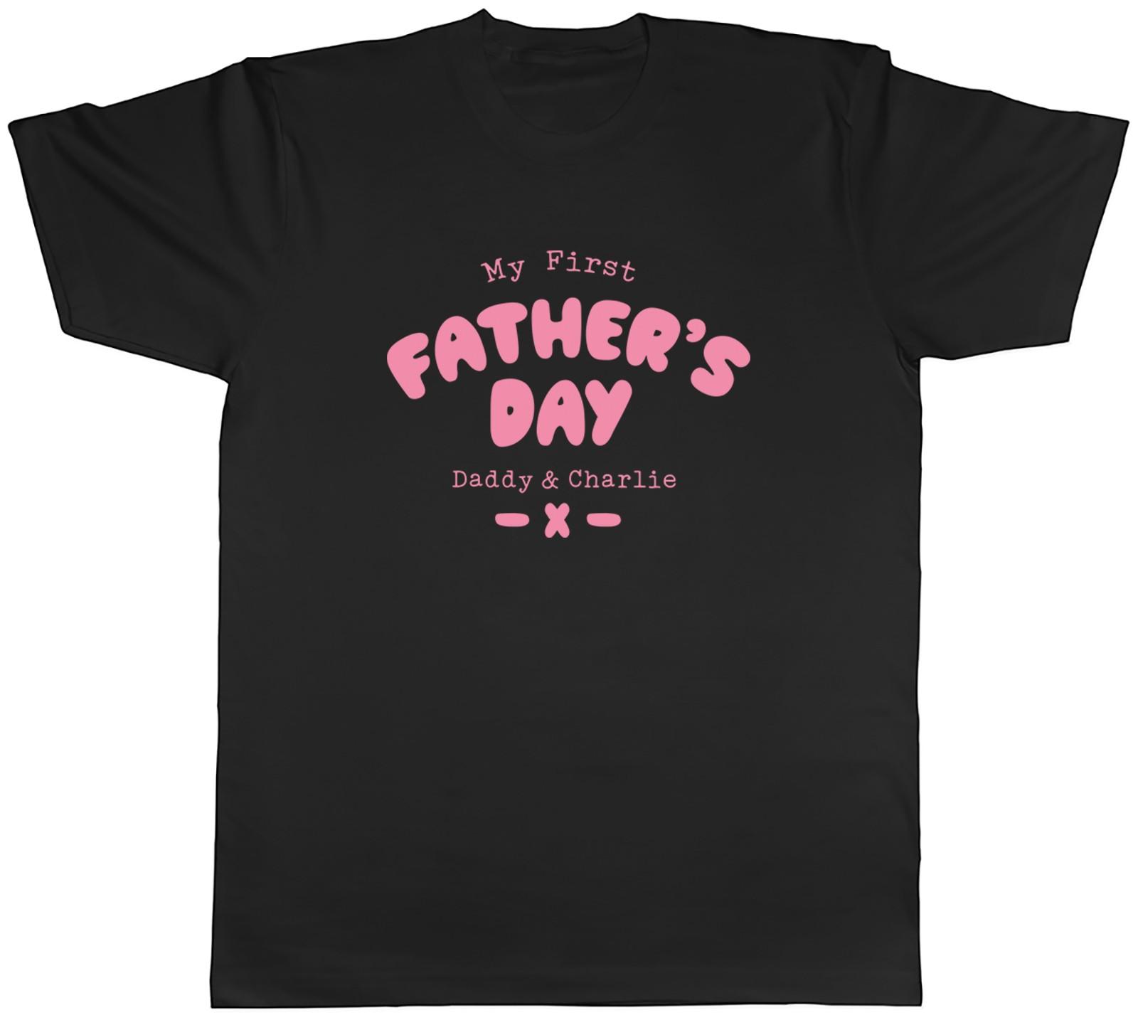 Personalised My First Father s Day Pink Mens T-Shirt Tee Gift Top L
