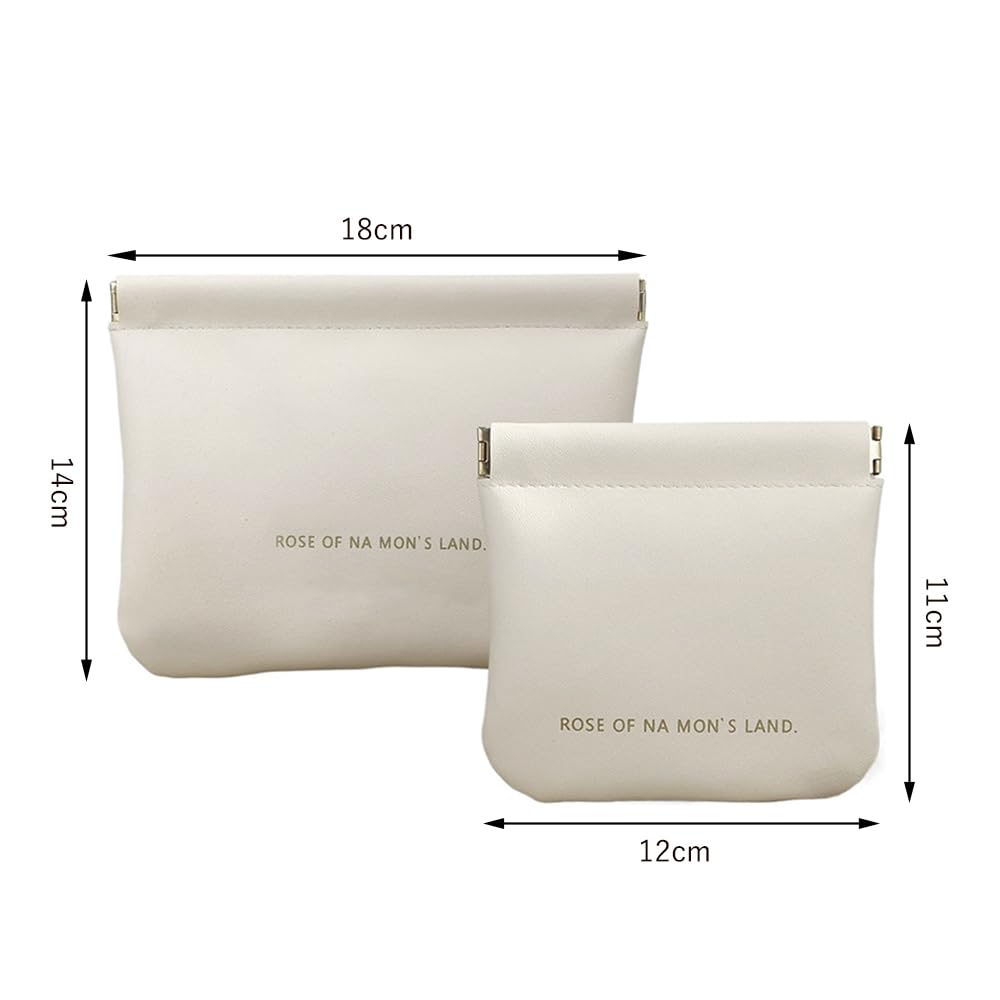 Solxion Cosmetic Set of Large Mini Lip Travel Menstrual Everyday Business Small Item Storage White Pouches, 2, Women's, Waterproof, Capacity, Pouch,