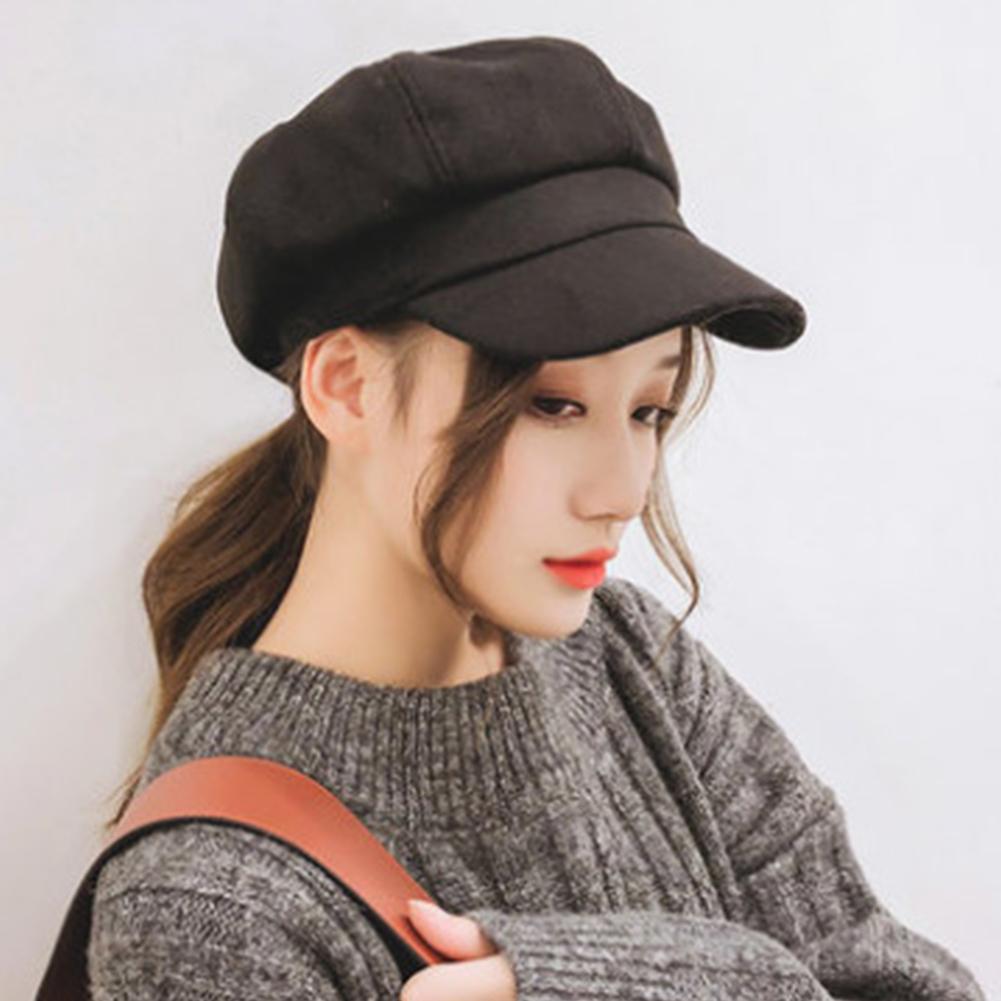 Women All Match Solid Color Short Brim Beret for Autumn Winter Wear