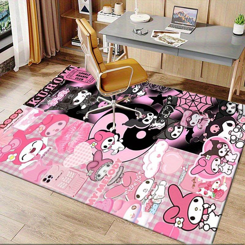 1pc Sanrio Kuromi Mermaid Printed Office Carpet Rectangle Rug Under The Table,Perfect Room Decor for Living Room, Bedroom, Kitchen, Non-slip Floor Mat