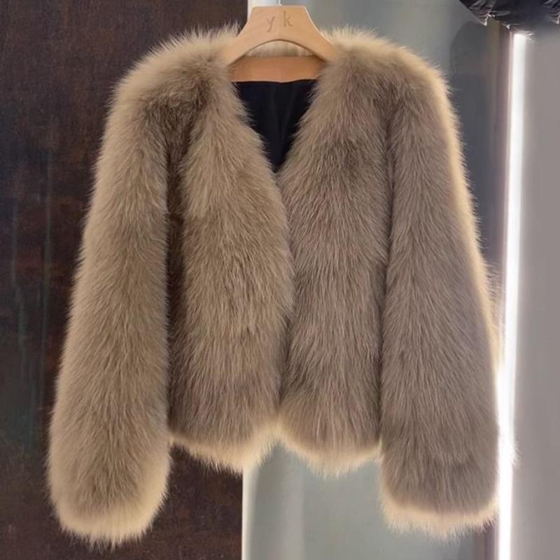 

Осенне-зимняя хлопковая одежда толстое пальто средней длины новое пальто из искусственного лисьего меха легкое легкое роскошное темпераментное пушистое пальто женское 2XL [130-72.5 kg]