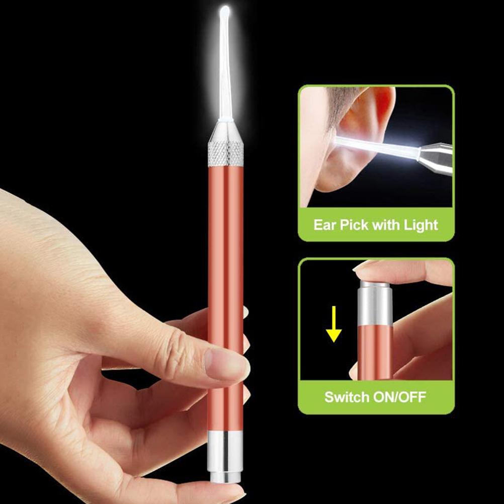LED Light Ear Picking Tools Kit Ear Tweezers Earpick Set With Metal Storage Box Ear Care