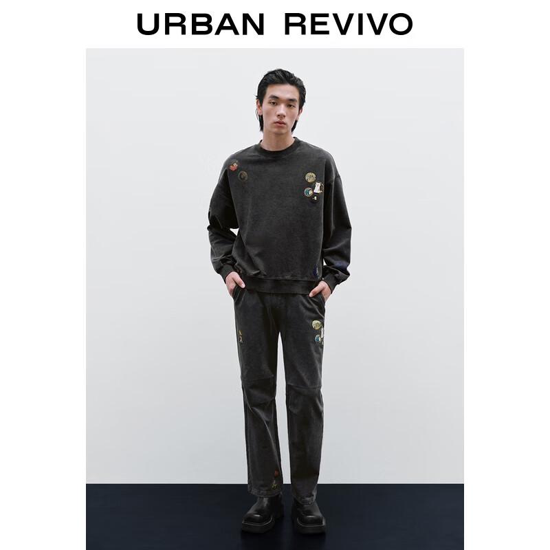 UR Men's Fashion Badge Long Sleeve Thin Fleece T-Shirt
