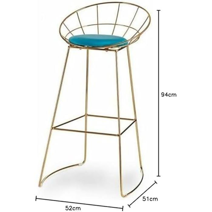 Tabouret - GIFT DECOR - Bleu doré - Fer - 51 x 94 x 52 cm - Lot de 2 unités