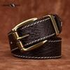 Thickened Bison Leather Embossed Retro Personality Belt Men's Genuine Leather Top Layer Cowhide Denim Belt