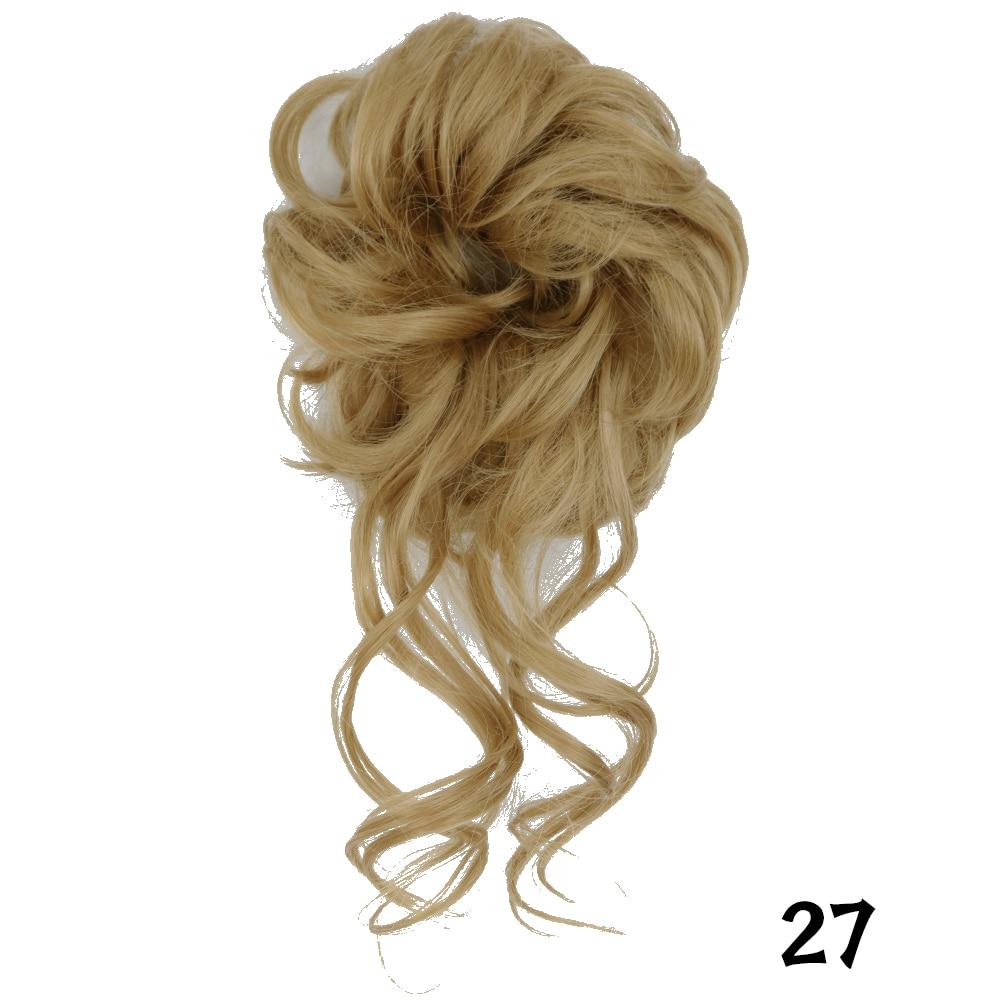 MERISIHAIR Damen-Haarknoten aus Kunstfaser, unordentlicher Chignon, lockiges Haar, elastischer unordentlicher Chignon für Damen, Haarteile, Schwarz, Braun