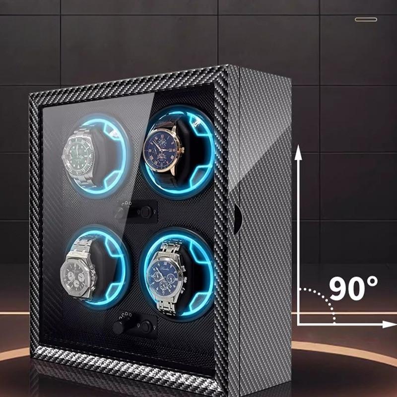 1 2 4 6 Slot High-End Automatic Watches Box Carbon Fiber Texture Automatic Winding Rocking Device Luxury Wood Watch Winder