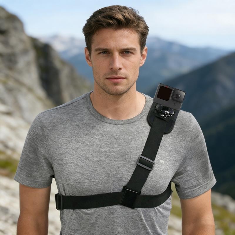 Universal Chest Mount Shoulder Strap Adapter Offering 360 Degree Rotation For Various Sports Camera Models