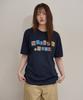 WAIKEI Mellow Dream Check Letter Short Sleeve T-Shirt Navy