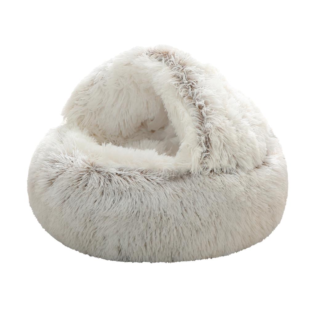 Cat Bed Plush Pet Cat Bed Dog Bed Warm Dog Bed Closed Cat Bed Shell Half Pack Round