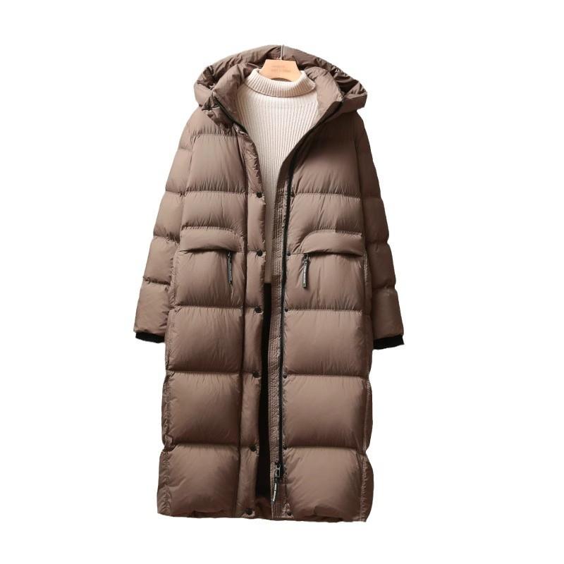 European White Duck Down Winter Popular Long Knee Down Jacket Women's Warm and Cold-proof Thickened High-quality Coat