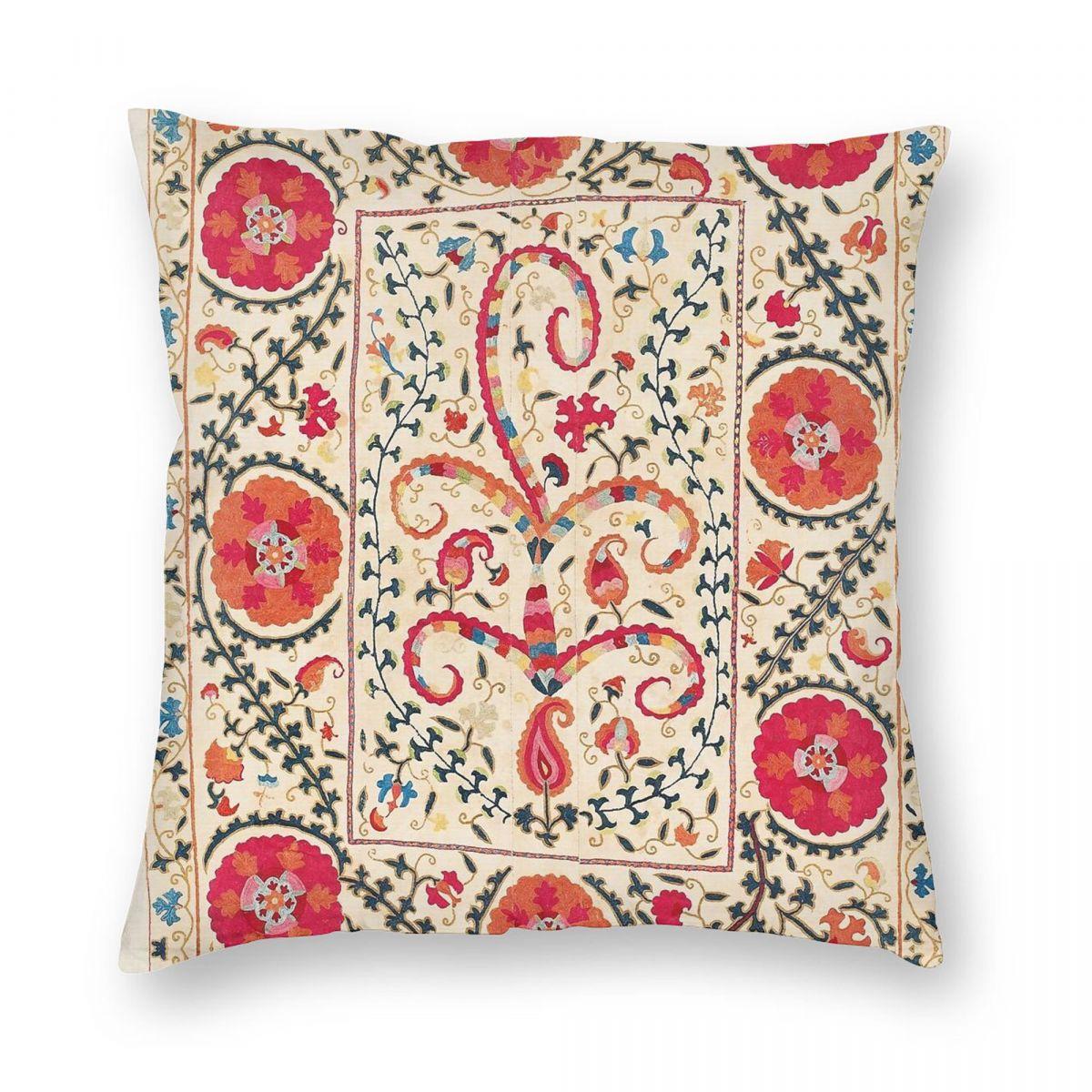 

Керміна Сузані Узбецька Вишивка Квадратна Наволочка Поліестер Льон Оксамит Візерунок Декор Подушка-Плед Чохол для Подушки в Кімнату 30cmx30cm