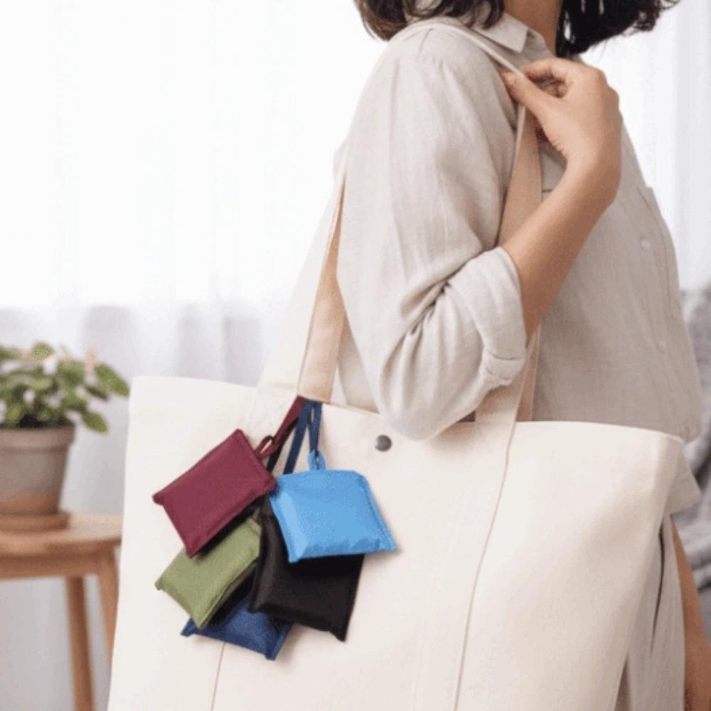 Multi-functional Folding Shopping Pouch Large Capacity Solid Color Shoulder Bag  Bag Hangings