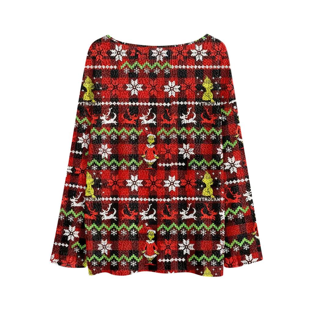 Vánoční mikiny pro ženy Pletený svetr Roztomilá košile Podzimní svetry s výstřihem