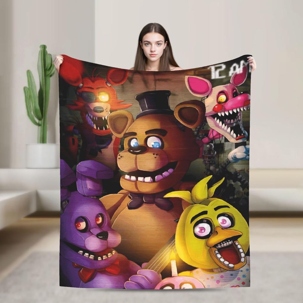 FNAFS At Freddy's Flannel Blanket Warm Soft Throw Blanket for Couch Chair Decorative Fluffy Bedspread Sofa Bed Cover