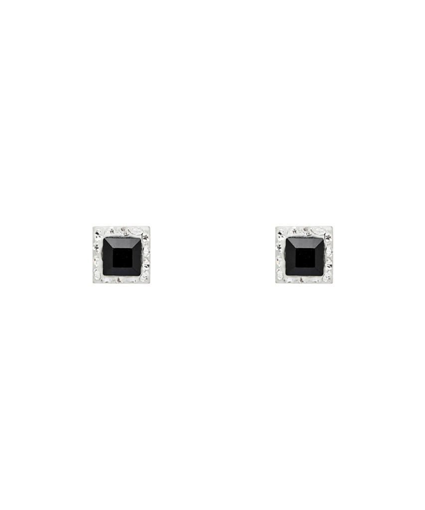 Jyddm 925 Minimal Square Point Earrings (Black)