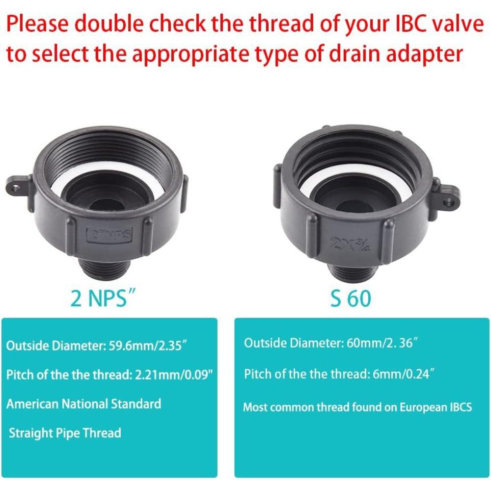 Water Tank Conversion Adapter 1/2' To 4' IBC Fine To Coarse Thread for 1000L Barrel Garden Irrigation Valve Fittings