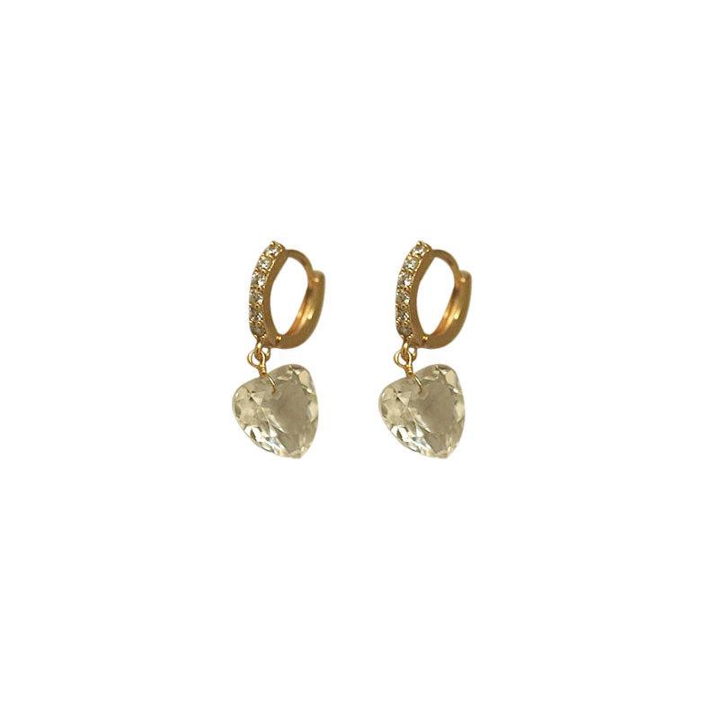 

Подвеска Dreaming Girl в форме сердца с вырезанным белым кристаллом, полная дрель, застежка для ушей, японский и корейский темперамент