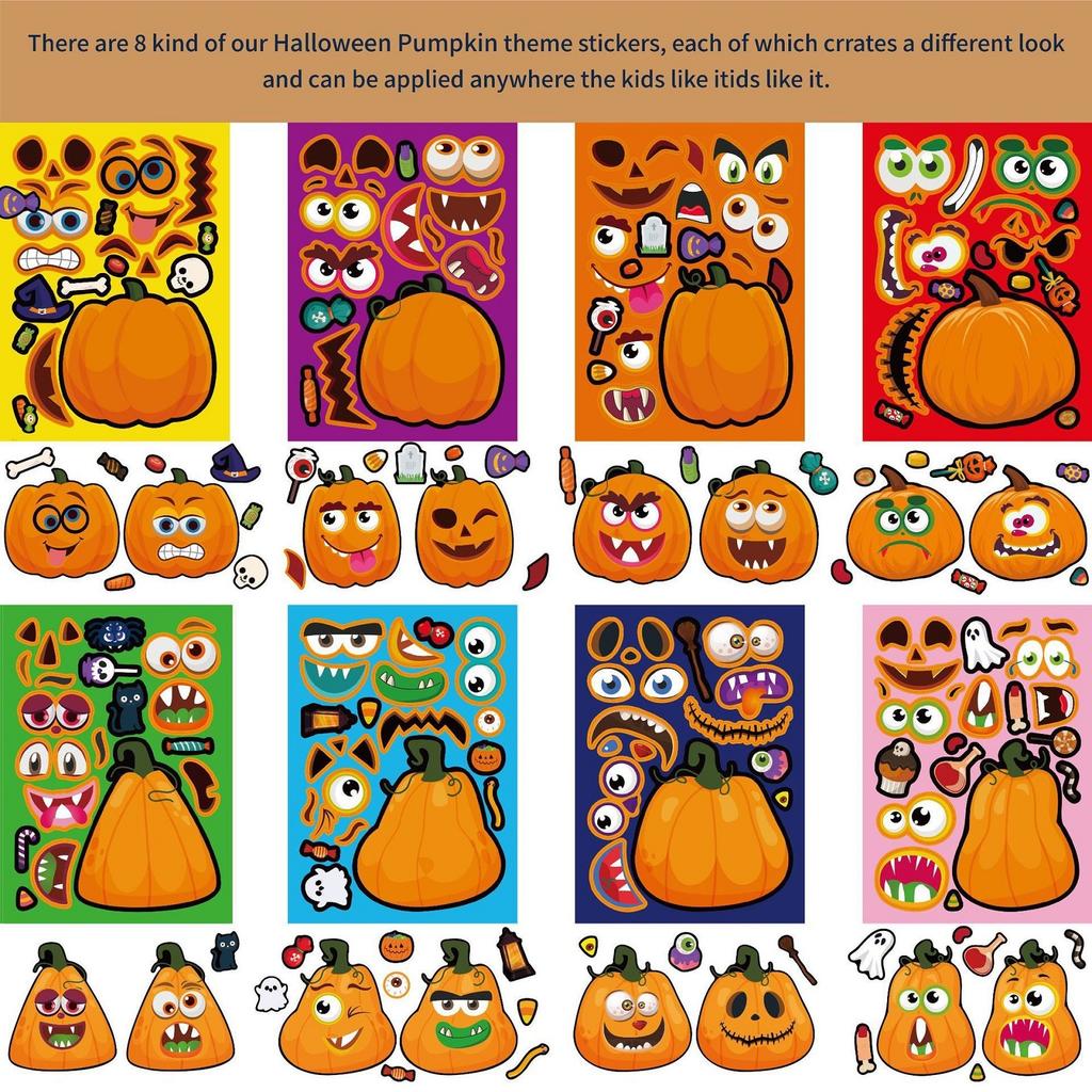Children's Face Stickers, Mixed And Matched With 8 Characters (2 Each), Make Your Own Stickers For Children, Teenagers, Party Decorations, Rewards,