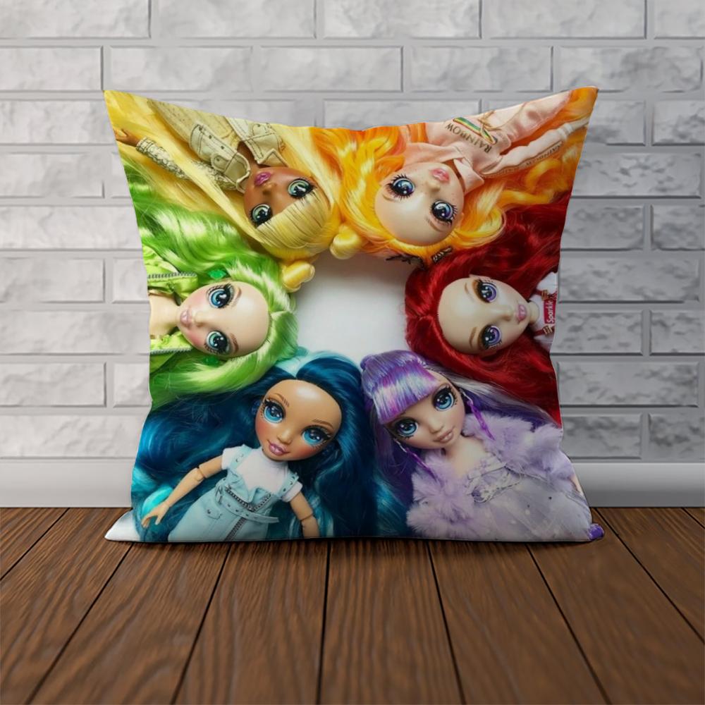 Rainbow High Pillow Case For Car Sofa Decorative Home Doublesided Print Plush Square Throw Pillow Cushion Cover