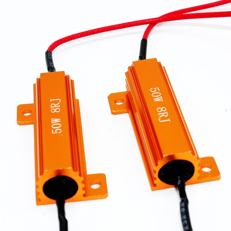 2PCS 4PCS 6PCS LED Load Resistor 50W 8RJ 8ohm Power Metal Shell Case Wirewound Resistor LED Decoder or Brake Turn Signal Light