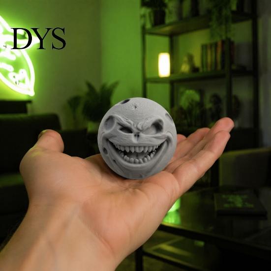Creepy Moon Sphere Ornament 3D Printed Face Figurine, Spooky Lunar Statue Desk Decor, Horror Dark Fantasy Room Accessory Expression Collectible