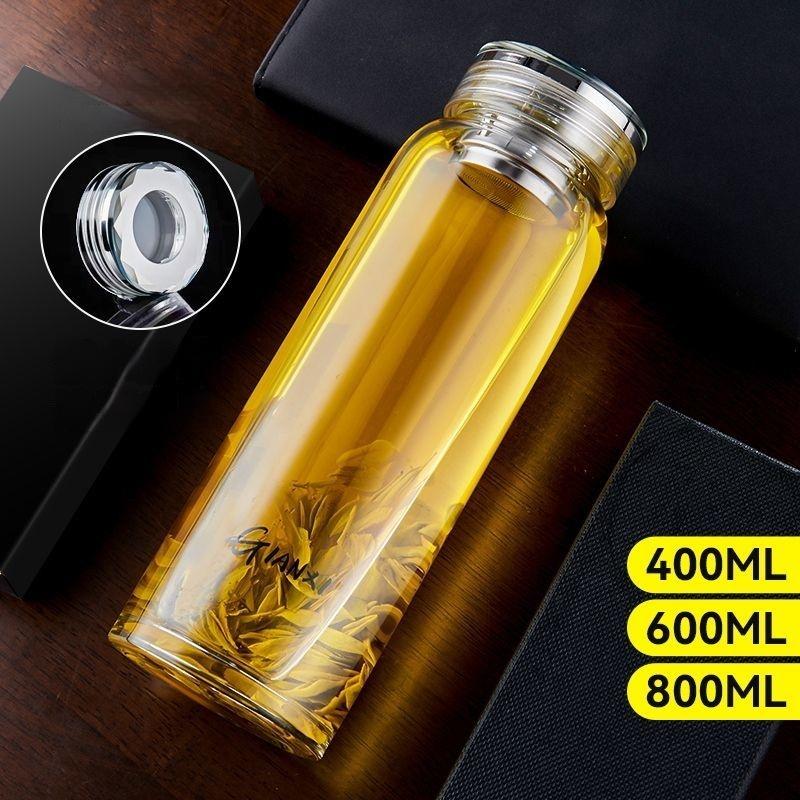 GIANXI Outdoor Travel Portable Cup High Temperature Resistant Large Capacity Glass Tea Cup With Tea Filter Water Separation