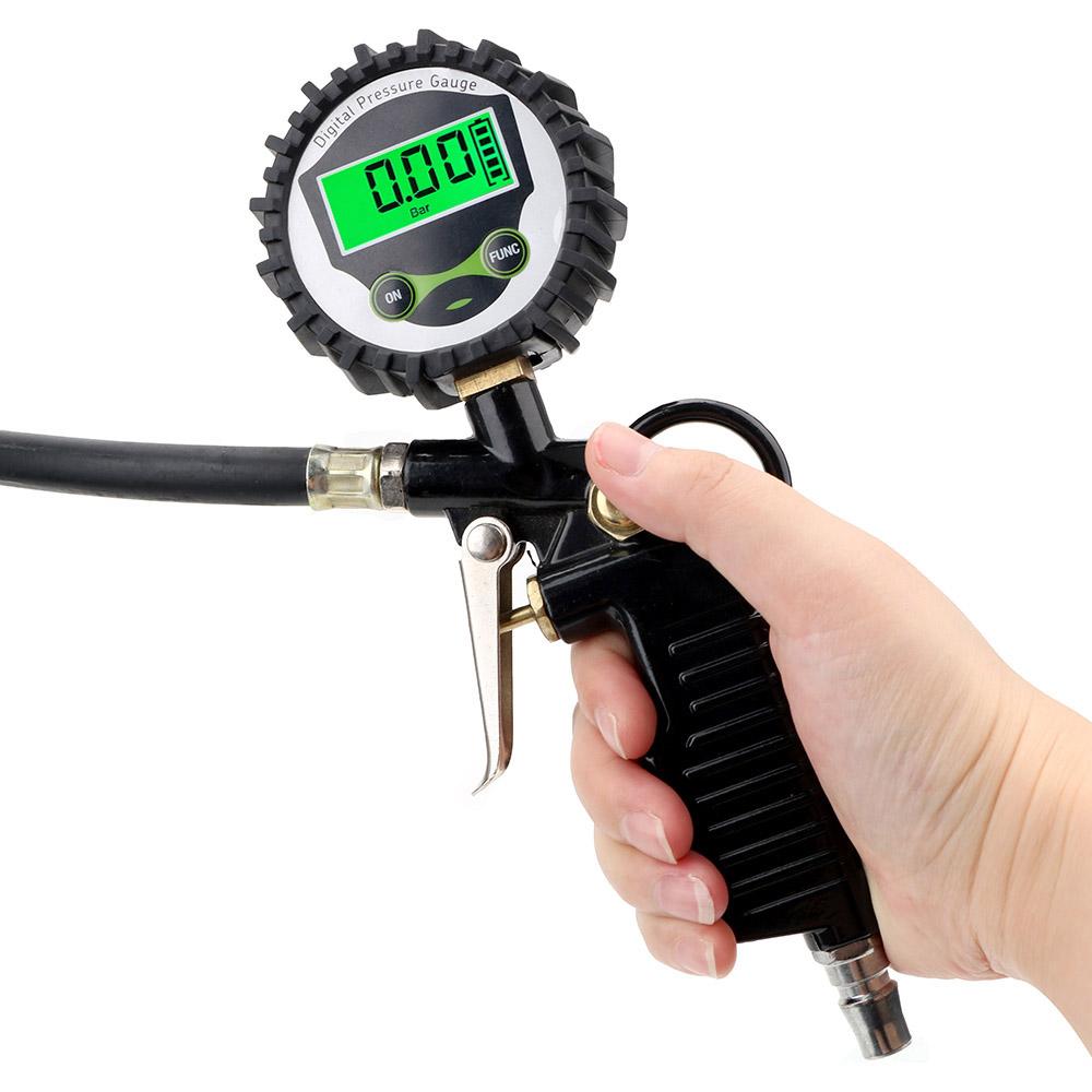 Car Tire Pressure Gauge Air Inflator EU Adapter Vehicle Tester LCD Digital Test Inflation Monitoring Manometer Motorcycle Bike