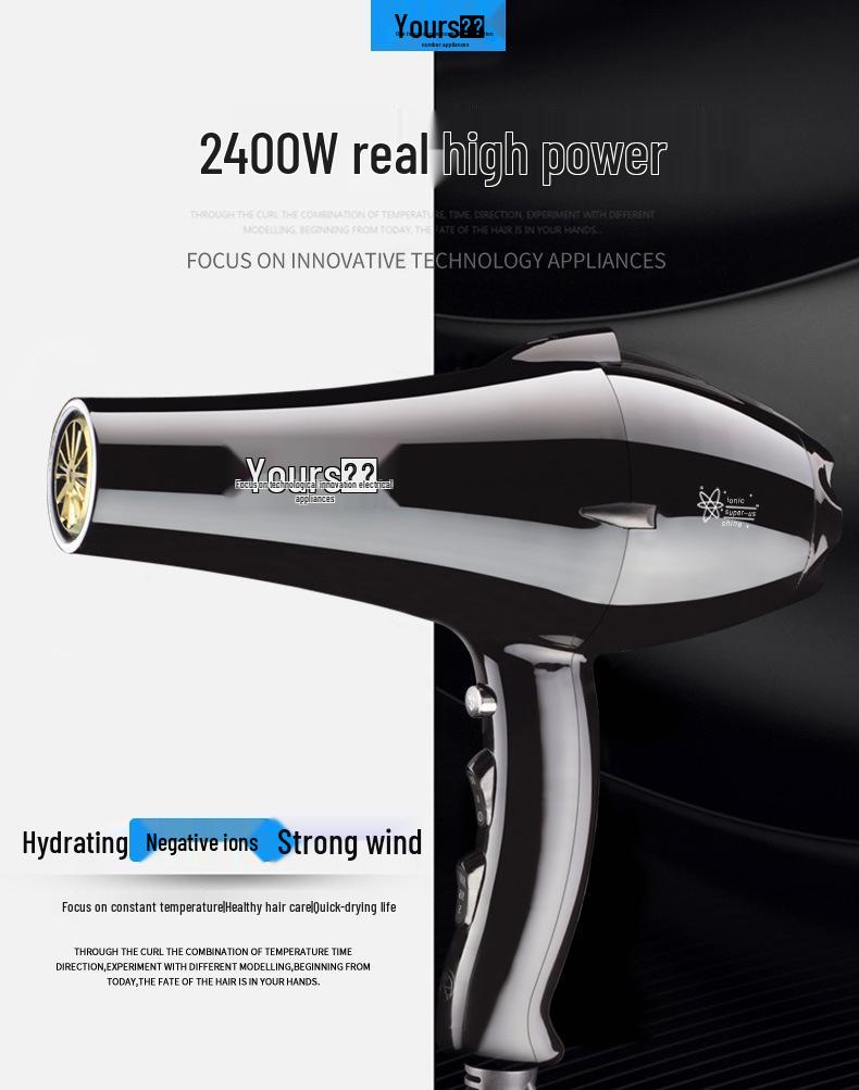 Yongri 2400W High Power Hair Salon Dryer with Blue Light & Negative Ion Technology.