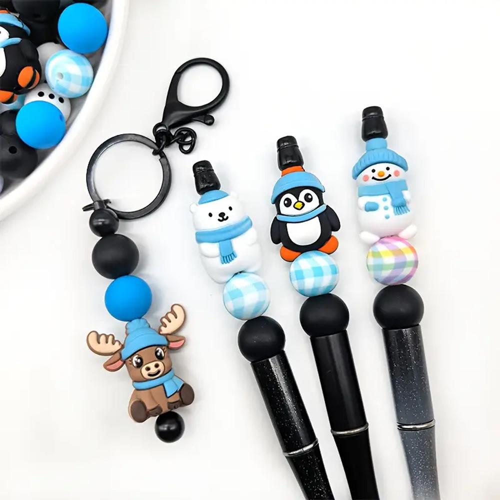 25/40PCS Winter Christmas series silicone bead set, perfect for DIY handmade crafts such as keychains, necklaces, bracelets, etc