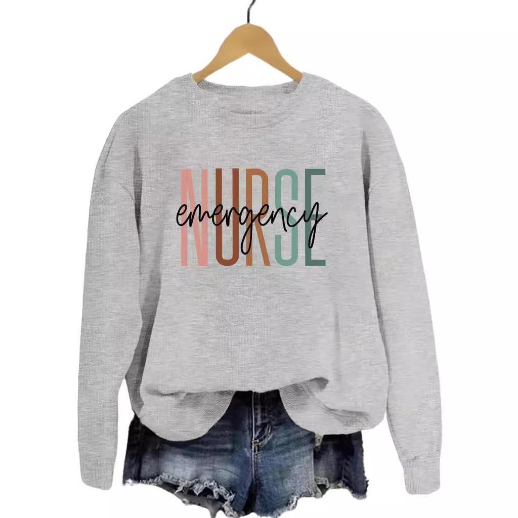 European Fashion Printed Long-Sleeve Pullover Sweatshirt: Comfortable, Versatile Autumn Top for Women